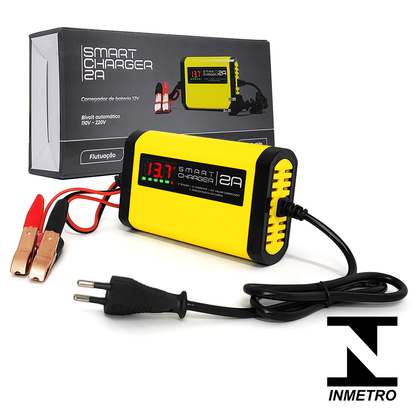 CARREGADOR DE BATERIA AUTOMOTIVO SMART CHARGER 2AH BIVOLT 12V 35W